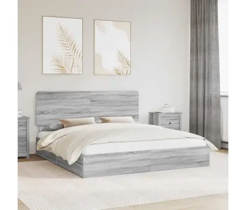 Saugos Lova Pilkas Sonoma 200 X 200 Cm Apdirbta Mediena