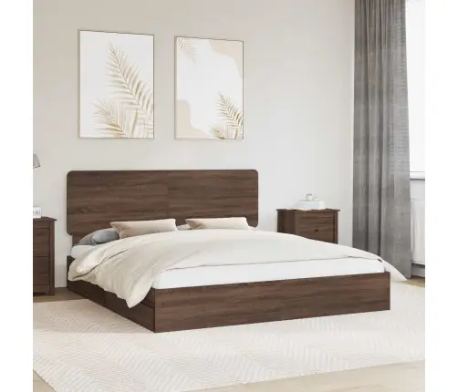 Gultas Rāmis Brūns Ozols 200 X 200 Cm Inženierijas Koks Vidaxl