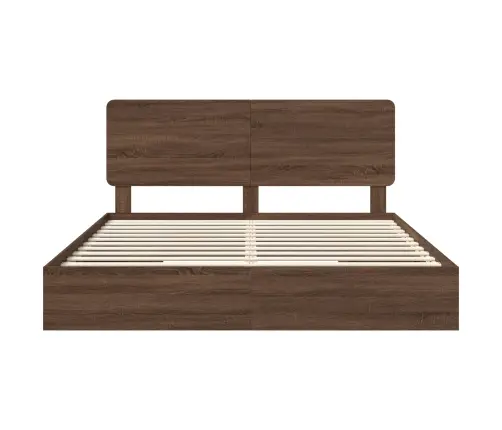 Gultas Rāmis Brūns Ozols 200 X 200 Cm Inženierijas Koks Vidaxl