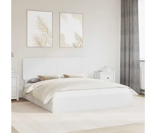 Laos Voodi Peaga Sahtliga Valge 180 X 200 Cm Tehispuit