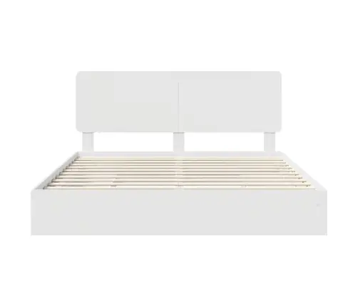 Laos Voodi Peaga Sahtliga Valge 180 X 200 Cm Tehispuit