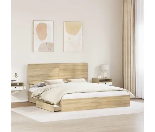 Glabāšanas Gulta Sonoma Ozols 180 X 200 Cm Inženierijas Koks Vidaxl