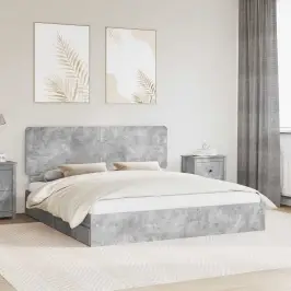 Glabāšanas Gulta Betona Pelēks 180 X 200 Cm Inženierijas Koks Vidaxl