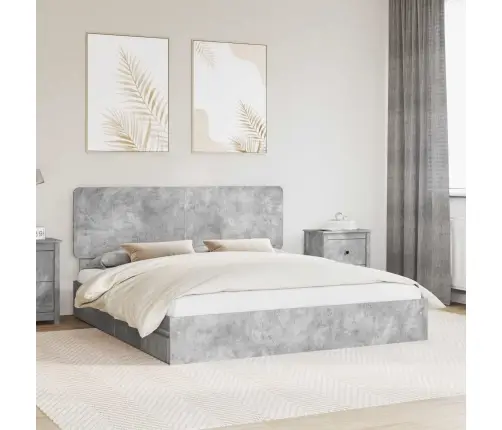 Gultas Rāmis Betona Pelēks 180 X 200 Cm Inženierijas Koks Vidaxl