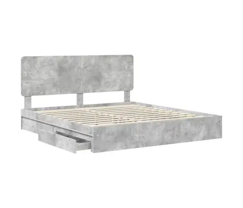 Gultas Rāmis Betona Pelēks 180 X 200 Cm Inženierijas Koks Vidaxl
