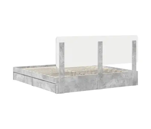 Gultas Rāmis Betona Pelēks 180 X 200 Cm Inženierijas Koks Vidaxl