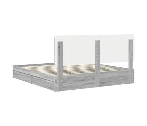 Gultas Rāmis Pelēks Sonoma 180 X 200 Cm Inženierijas Koks Vidaxl