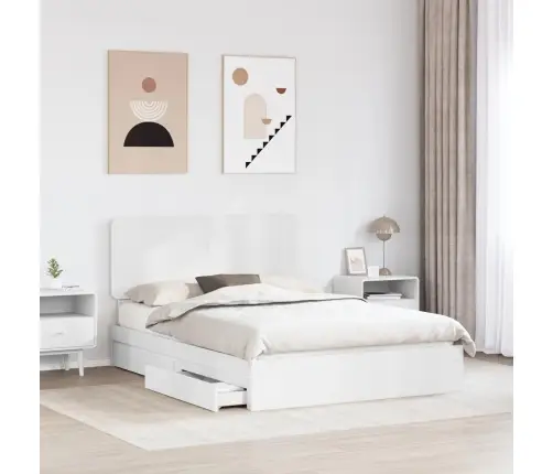 Saugos Lova Su Galvūgalio Balta 160 X 200 Cm Apdirbta Mediena