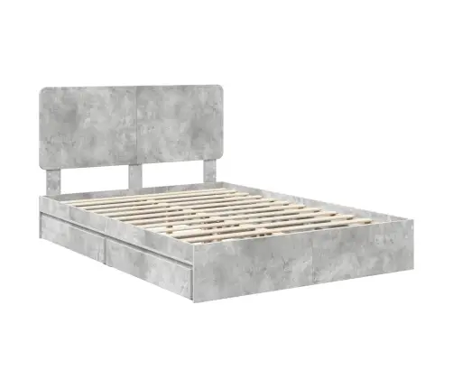 Gultas Rāmis Betona Pelēks 160 X 200 Cm Inženierijas Koks Vidaxl