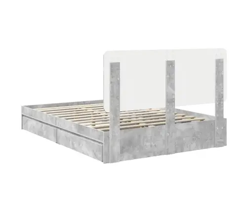 Gultas Rāmis Betona Pelēks 160 X 200 Cm Inženierijas Koks Vidaxl