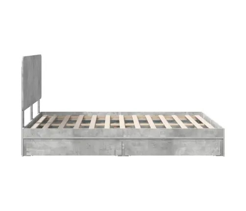 Gultas Rāmis Betona Pelēks 160 X 200 Cm Inženierijas Koks Vidaxl