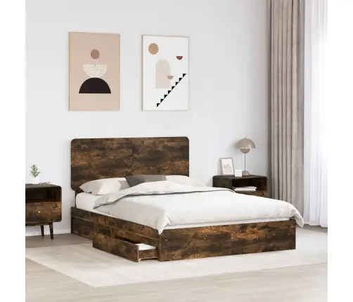 Glabāšanas Gulta Dūmaka Ozols 160 X 200 Cm Inženierijas Koks Vidaxl