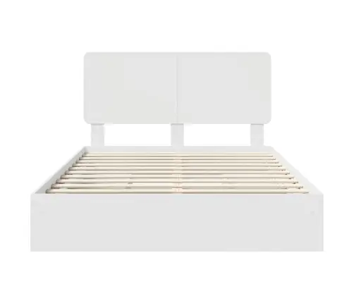 Laos Voodi Peaga Sahtliga Valge 150 X 200 Cm Tehispuit