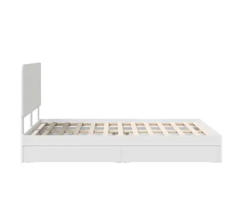 Laos Voodi Peaga Sahtliga Valge 150 X 200 Cm Tehispuit