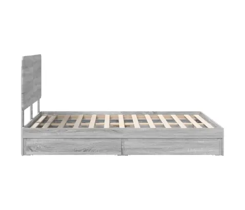 Gultas Rāmis Pelēks Sonoma 150 X 200 Cm Inženierijas Koks Vidaxl