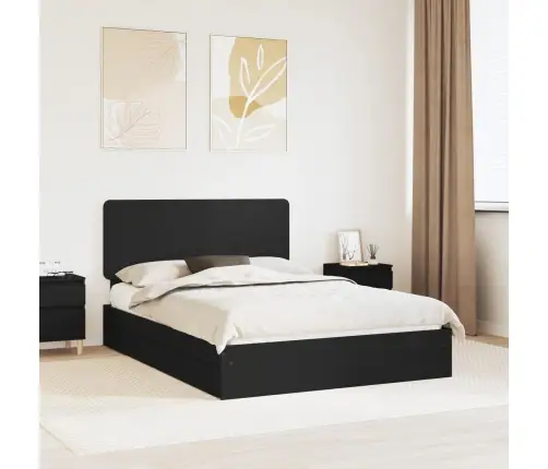 Glabāšanas Gulta Melna 140 X 190 Cm Inženierijas Koks Vidaxl