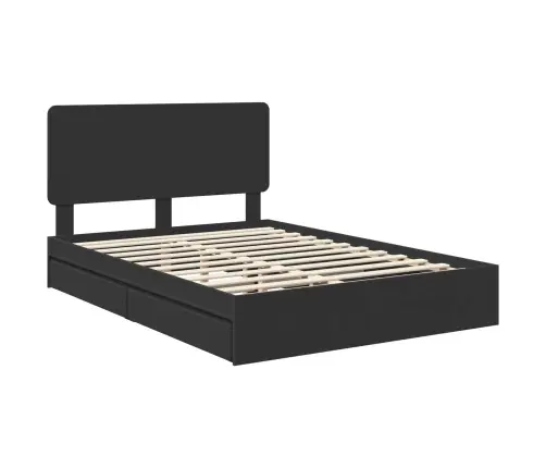 Glabāšanas Gulta Melna 140 X 190 Cm Inženierijas Koks Vidaxl