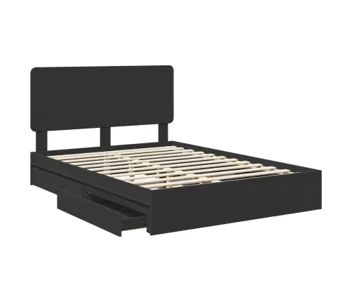 Glabāšanas Gulta Melna 140 X 190 Cm Inženierijas Koks Vidaxl