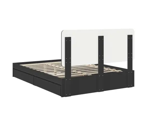 Glabāšanas Gulta Melna 140 X 190 Cm Inženierijas Koks Vidaxl