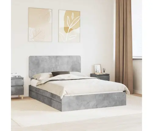 Saugos Lova Betono Pilka 140 X 190 Cm Apdirbta Mediena