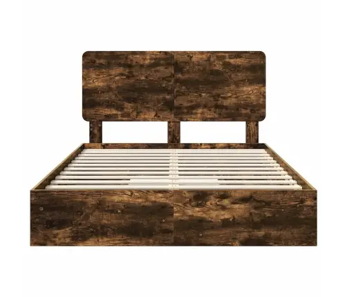 Gultas Rāmis Dūmaka Ozols 140 X 190 Cm Inženierijas Koks Vidaxl