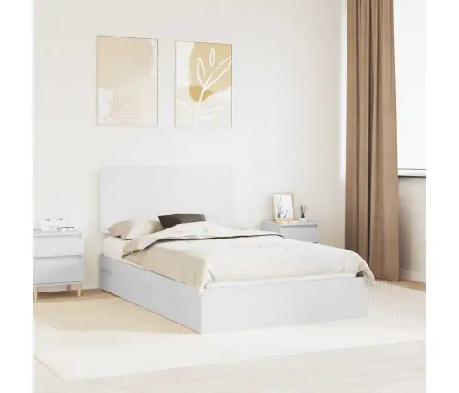 Saugos Lova Su Galvūgalio Balta 135 X 190 Cm Apdirbta Mediena