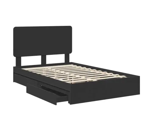 Saugos Lova Su Galvūgalio Juoda 135 X 190 Cm Apdirbta Mediena