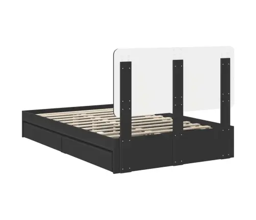 Saugos Lova Su Galvūgalio Juoda 135 X 190 Cm Apdirbta Mediena