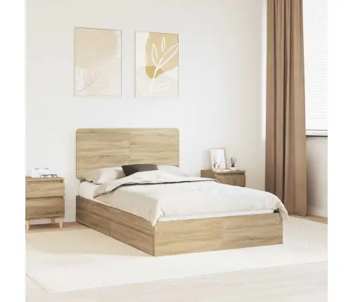 Glabāšanas Gulta Sonoma Ozols 135 X 190 Cm Inženierijas Koks Vidaxl