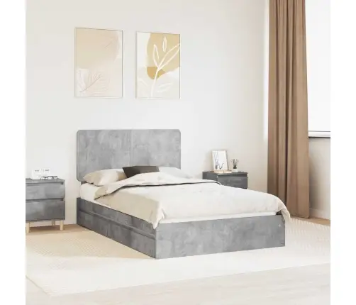 Saugos Lova Betono Pilka 135 X 190 Cm Apdirbta Mediena