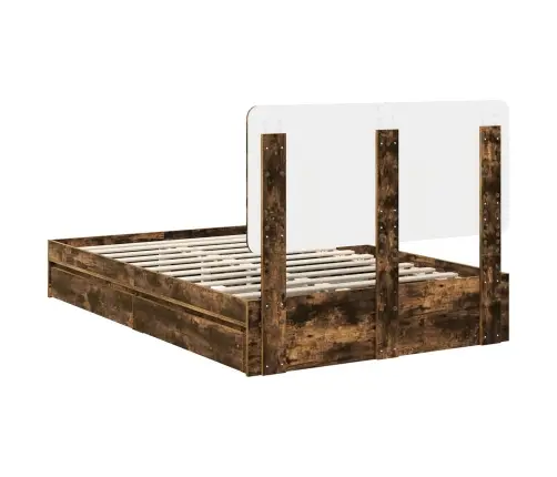 Gultas Rāmis Dūmaka Ozols 135 X 190 Cm Inženierijas Koks Vidaxl