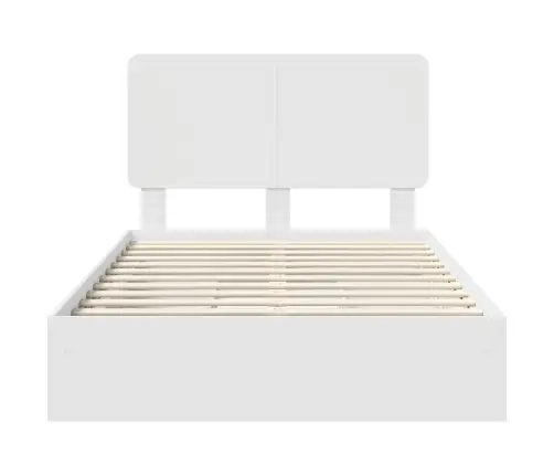 Laos Voodi Peaga Sahtliga Valge 120 X 190 Cm Tehispuit