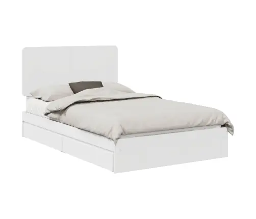 Laos Voodi Peaga Sahtliga Valge 120 X 190 Cm Tehispuit