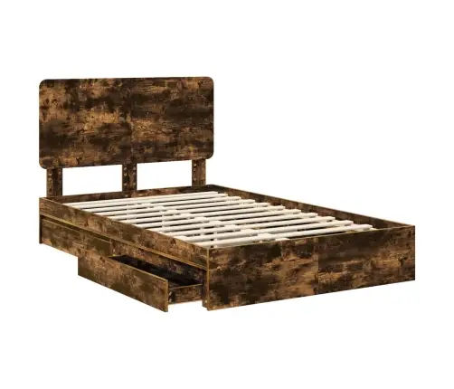 Gultas Rāmis Dūmaka Ozols 120 X 190 Cm Inženierijas Koks Vidaxl