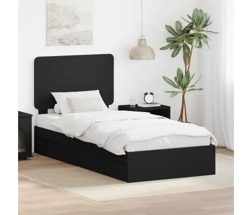 Gultas Rāmis Ar Atvilktni Melna 100 X 200 Cm Inženierijas Koks Vidaxl