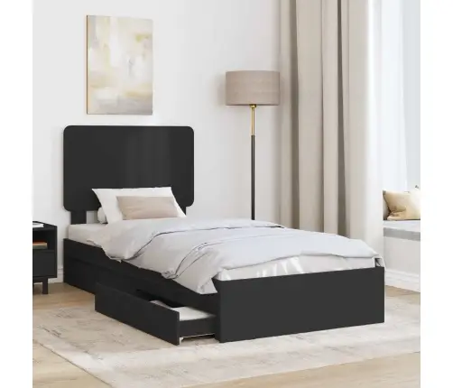 Gultas Rāmis Ar Atvilktni Melna 100 X 200 Cm Inženierijas Koks Vidaxl