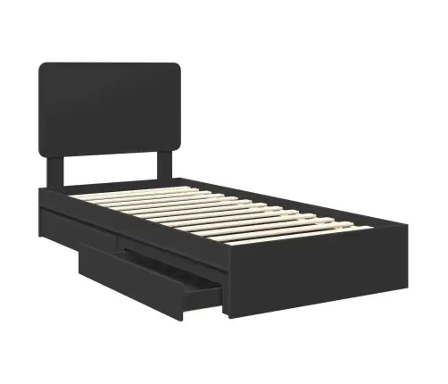 Gultas Rāmis Ar Atvilktni Melna 100 X 200 Cm Inženierijas Koks Vidaxl