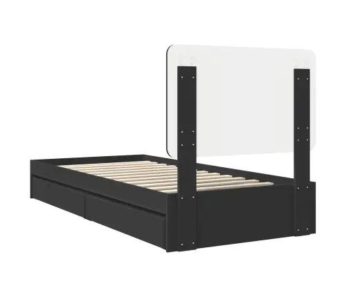 Gultas Rāmis Ar Atvilktni Melna 100 X 200 Cm Inženierijas Koks Vidaxl