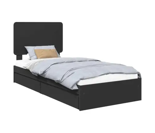 Gultas Rāmis Ar Atvilktni Melna 100 X 200 Cm Inženierijas Koks Vidaxl