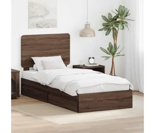 Gultas Rāmis Brūns Ozols 100 X 200 Cm Inženierijas Koks Vidaxl