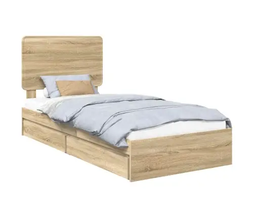 Gultas Rāmis Sonoma Ozols 90 X 200 Cm Inženierijas Koks Vidaxl