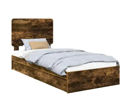 Saugos Lova Rūkyta Ąžuolas 90 X 200 Cm Apdirbta Mediena