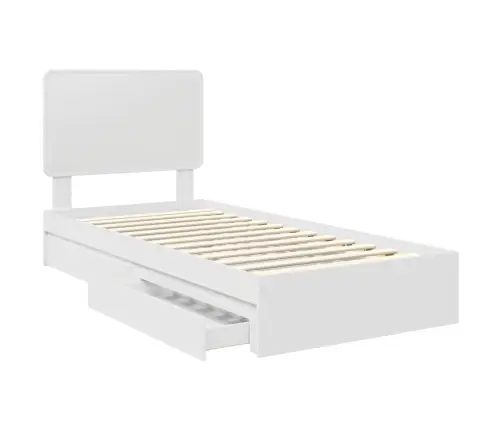 Gultas Rāmis Ar Atvilktni Balts 90 X 190 Cm Inženierijas Koks Vidaxl