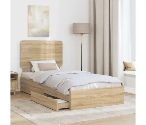 Laos Voodi Peaga Sahtliga Sonoma Tamm 90 X 190 Cm Tehispuit