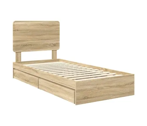 Laos Voodi Peaga Sahtliga Sonoma Tamm 90 X 190 Cm Tehispuit