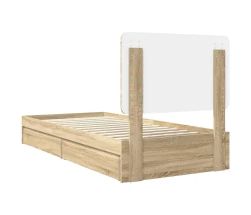 Laos Voodi Peaga Sahtliga Sonoma Tamm 90 X 190 Cm Tehispuit