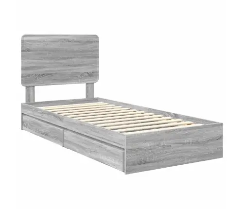 Gultas Rāmis Pelēks Sonoma 90 X 190 Cm Inženierijas Koks Vidaxl