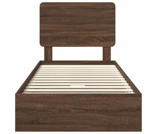 Gultas Rāmis Brūns Ozols 90 X 190 Cm Inženierijas Koks Vidaxl