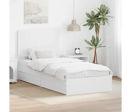 Gultas Rāmis Ar Atvilktni Balts 75 X 190 Cm Inženierijas Koks Vidaxl