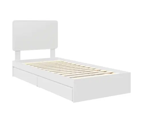 Gultas Rāmis Ar Atvilktni Balts 75 X 190 Cm Inženierijas Koks Vidaxl